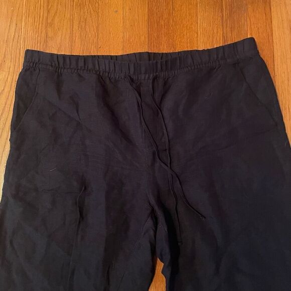 H&M | black linen blend drawstring crop pants XL - Picture 2 of 6